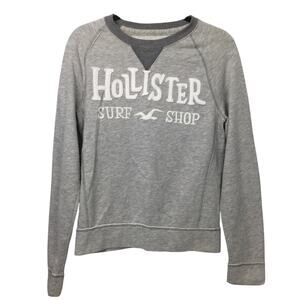 Hollister Varsity Letter Spell Out Preppy Crew Neck Gray Sweatshirt Men's Sz S